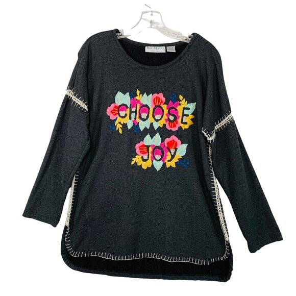 Bleu Bayou Crewel Embroidered Sweater Size S Floral Long Sleeve Blanket Stitch - Picture 3 of 16